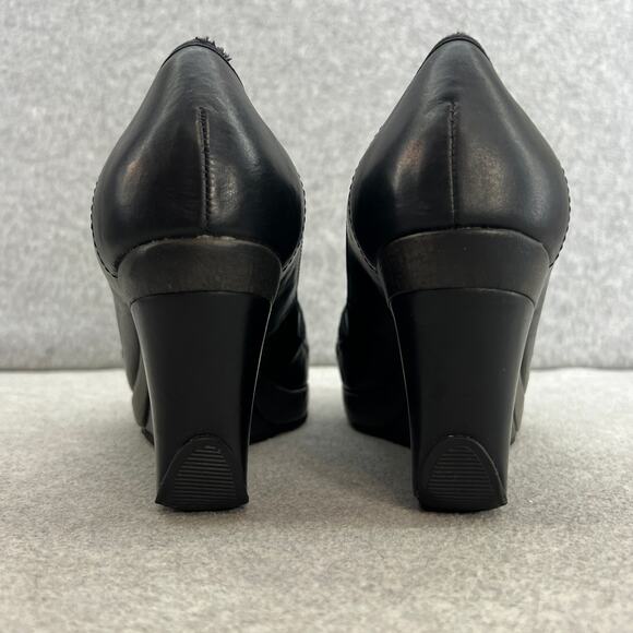 Kenneth Cole Bird Cede Leather Wedge Heel Loafer-Preppy-Y2K - Black- Women 9 - Picture 8 of 12